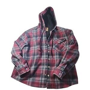 PACIFIC‎ TRAIL Jacket Mens Extra-Large Flannel Bonded Fleece Hooded Tartan Plaid